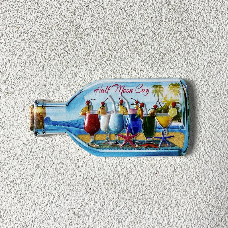 

Detailed Half Moon Cay Beach Scene with Tropical Drinks & Palm Trees - Cute & Decorative Refrigerator Magnets for Home Decor