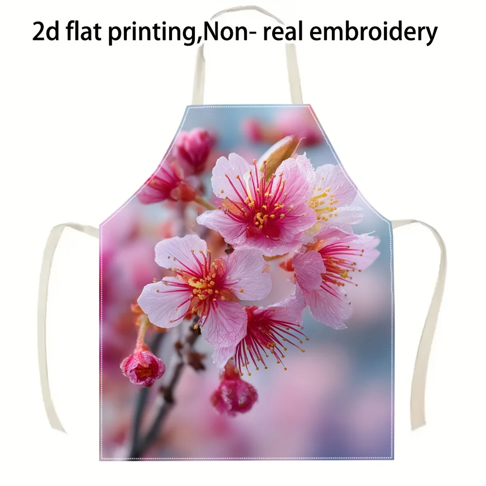 

1pc Pink Cherry Blossom Flower Apron Spring Floral Design Kitchen Baking Bib