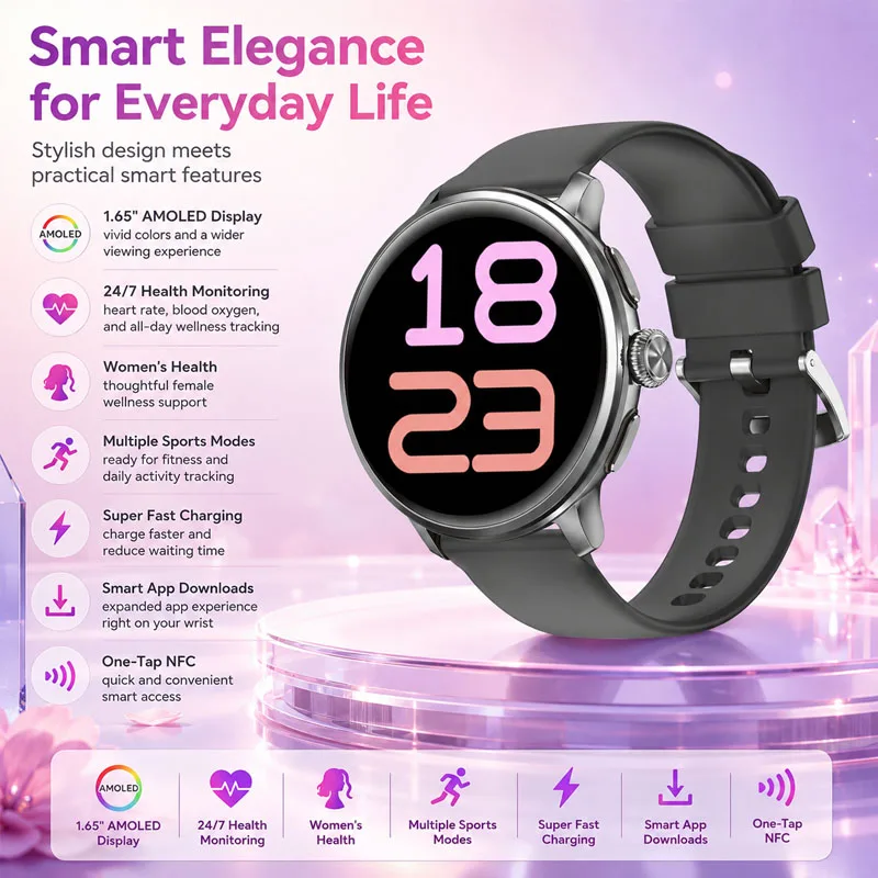 Smart Watch 1.65-inch AMOLED Screen Bluetooth Dual SIM Mode APP Download Women's Health Bluetooth Calling 4G Smart Watch