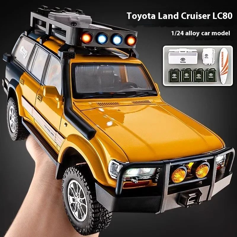 1:24 Toyota Land Cruiser LC80 SUV 합금 다이캐스트 모델, 소리와 빛 풀백 장난감 장식, 트렌디 장식품, 친구 선물