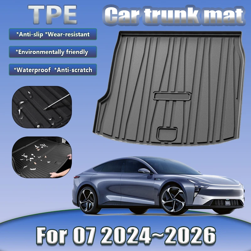 

TPE Car Rear Trunk Mat For Geely Ji Yue 07 Accessories 2024 2025 2026 Waterproof Anti-dirty Material Rubber Liner Pads Carpets