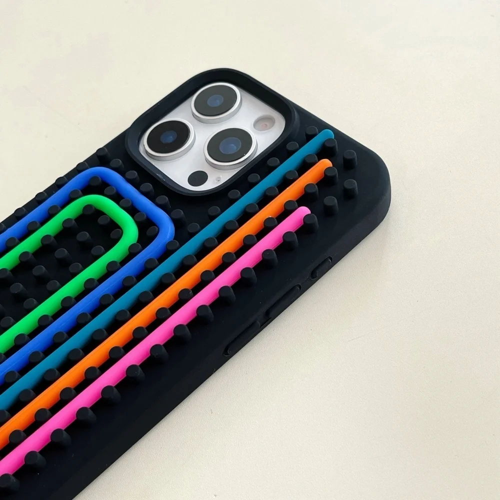 Funny Sensory Activity Board Silicone Decompression Phone Case For iPhone 16 15 14 13 Pro Max DIY Creative Silicone Soft Cover