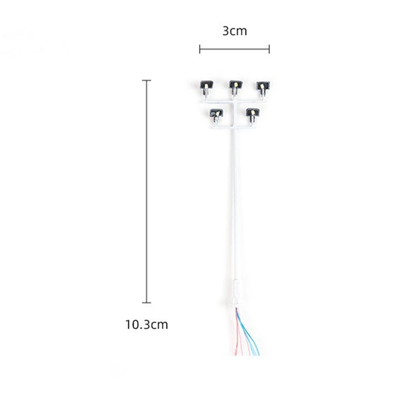 Torre de Iluminação LED para Trem Ferroviário, Lâmpadas 3V, Modelo de Layout Cenário de Construção, Peças e Acessórios, 5PCs, Escala HO