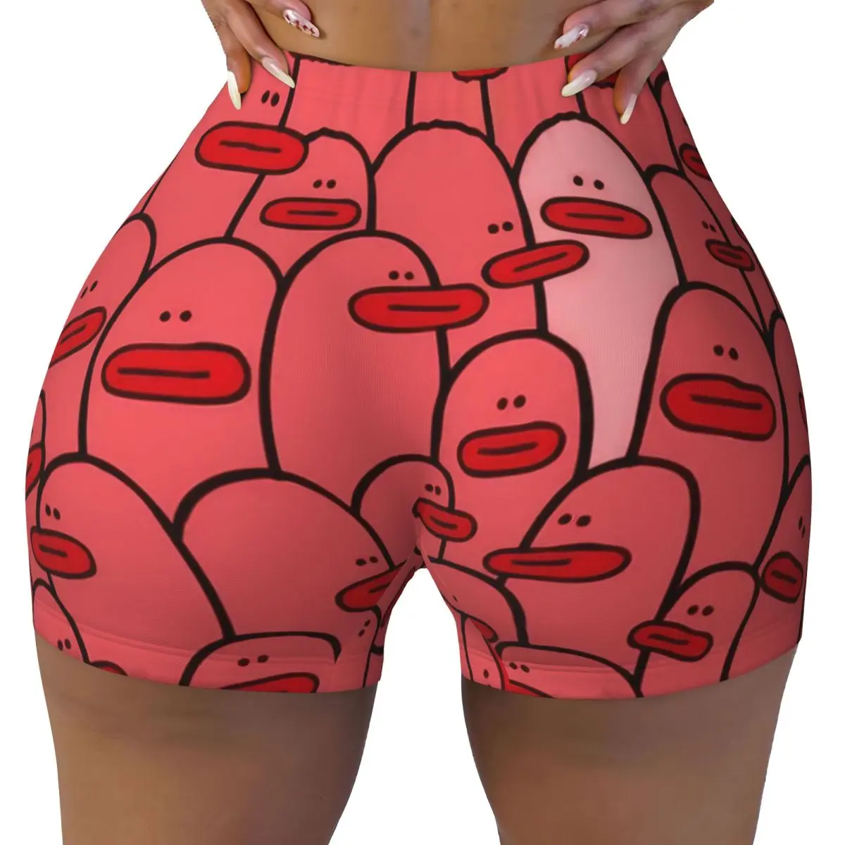 Custom Cartoon Animal Rubber Duck Workout Shorts Women Gym Volleyball Running Yoga Shorts