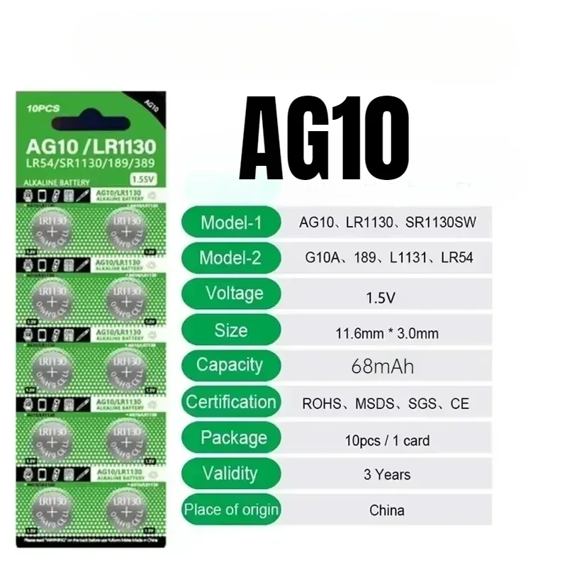 Alkaline Button Cell Battery LR1130 AG10 189 389 LR54 RW89 L1131 SR1130SW 4-100PCS For Watch Toy Remote Control