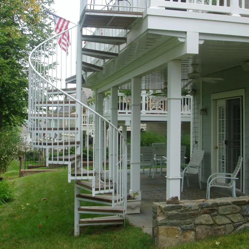 custom.Outdoor Staircase Custom Steel Structure Wooden Steps Stairs with Steel Railing Veranda/Terrace