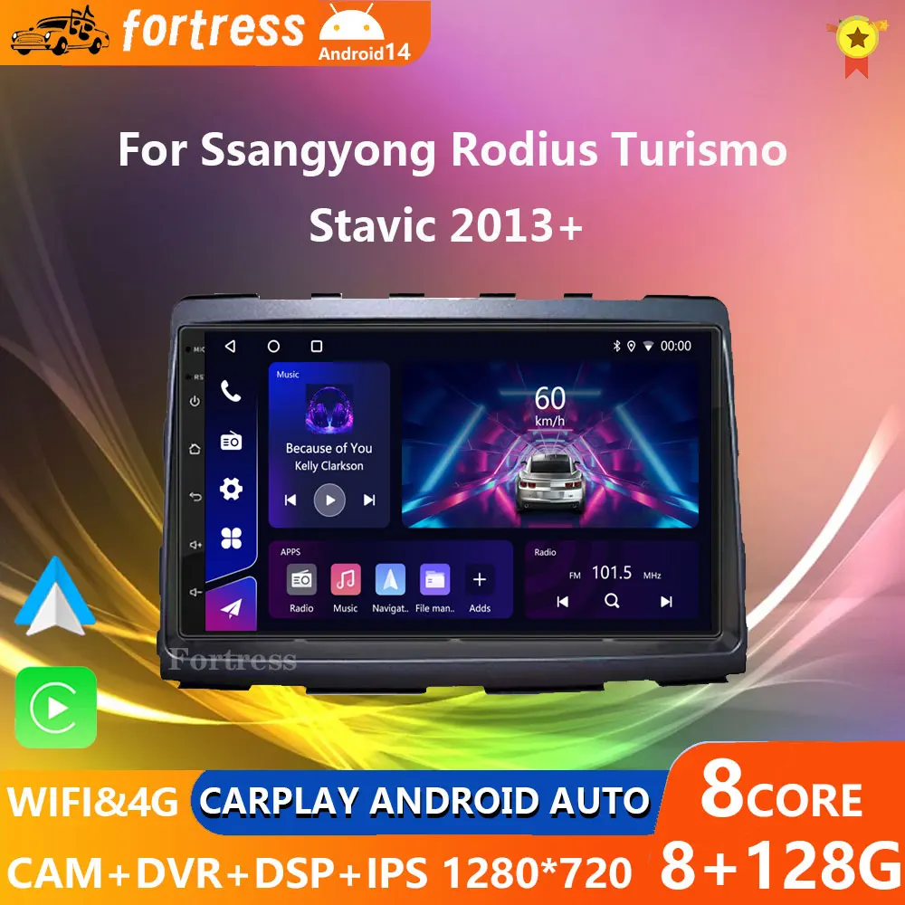 

8GB+128GB Carplay Radio For Ssangyong Rodius Turismo Stavic 2013+ Car stereo Multimedia Player Android Auto GPS navigation