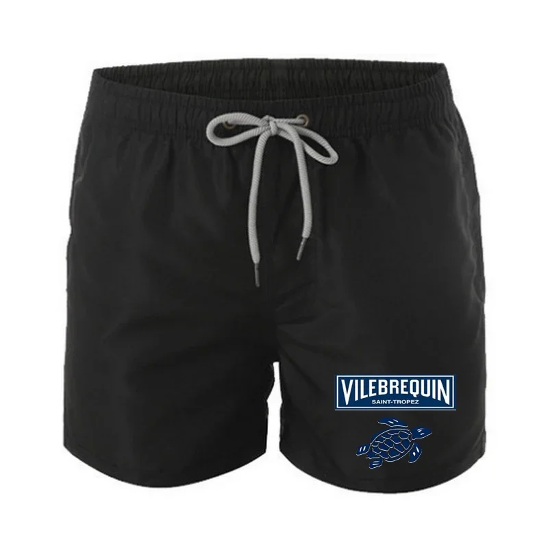 VILEBREQUIN-Shorts de praia masculinos, animal estampa divertida, estampa tartaruga, calção casual solta, moletom de fitness respirável, novo verão