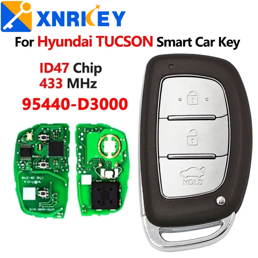 XNRKEY aftermarkeCar Remote Key For Hyundai Tucson 2014 2015 2016 2017 2018 ID47 Chip 95440-D3000 433MHz Promixity Card