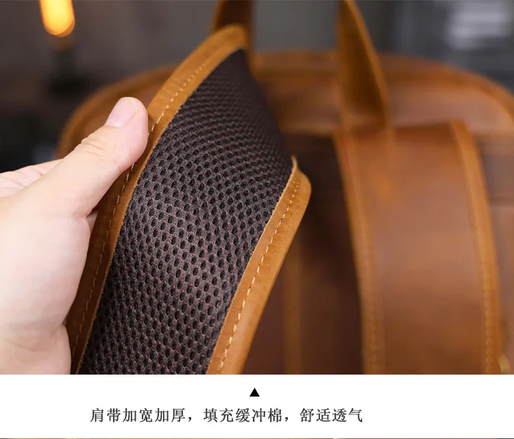 PNDME Vintage handgefertigter Crazy-Horse-Rucksack aus Rindsleder für Männer und Frauen, Outdoor-Reise-Schulrucksack aus echtem Leder mit großem Fassungsvermögen. – Detail 16