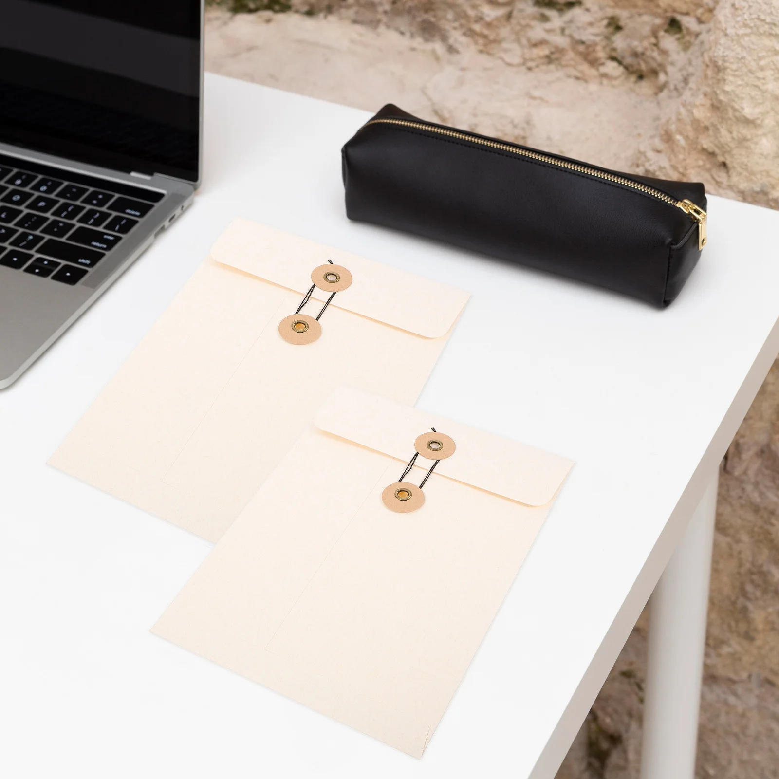 

10Pcs Document Holder Bags Multi-Functional File Folders with String Button Design Receipt Organizer for Business Study File