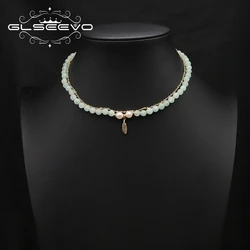GLSEEVO Emerald Natural Pearls leaves Women's Necklace Luxury Popular Wedding Jewelry Bridesmaid Gifts Wholesale Available