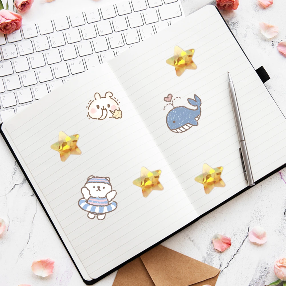 학생 씰링 라벨 카드 만들기, 어린이 보상, 다기능 방수 골드 스타 스티커, 교사 홀로그램, 1000 개, 1 인치