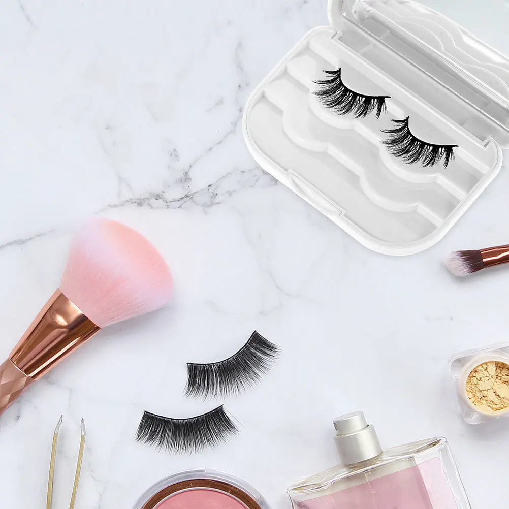 Boîte de rangement de faux cils réutilisables, 2 pièces, étui de rangement léger et Simple pour femmes, boîte d'emballage de cils