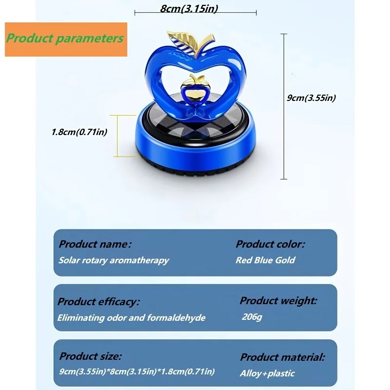 

Solar Car Heart-shaped Aromatherapy Car Ornaments Perfume Seat Center Console Creative Rotation Decoration Without Aromatherapy