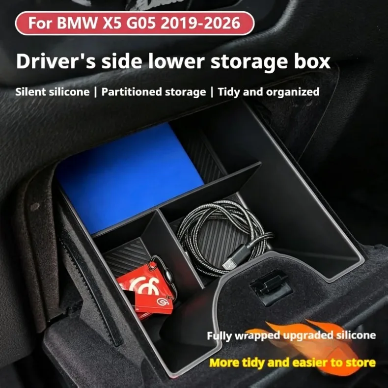 Für BMW X5 X6 X7 G06 G07 G05 2019-2026 Unterer Fahrerseitiger Aufbewahrungsbox-Einsatz Ablagefach Organizer Schwarz Auto-Innenausstattung Zubehör – Detail 1