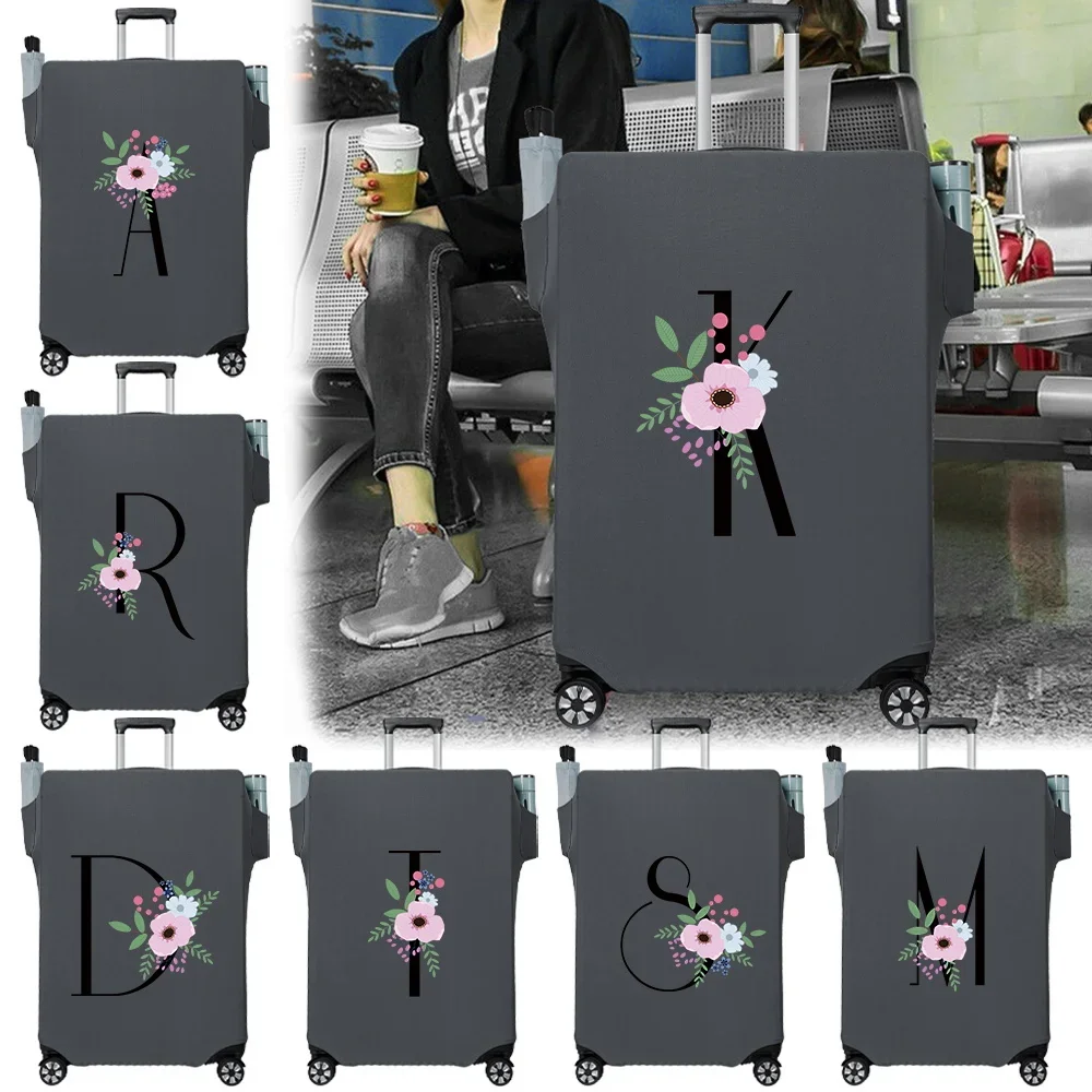 

Luggage Cover Wear Resistant Travel Case Elastic Fabric Dust Cover Durable Covers Flower Black Mul Pocket Compartment Protective