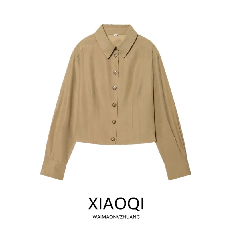 

Весна 2026: Женская модная приталенная блузка с длинным рукавом и воротником, универсальная, для офиса, премиум-качество