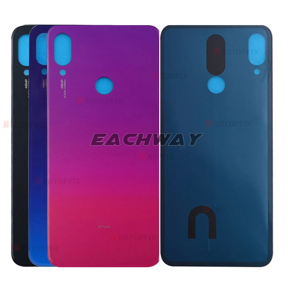 New Glass For Redmi Note 7 Pro Back Battery Cover Rear Housing Door Case Replacement For Redmi 7 Battery Cover