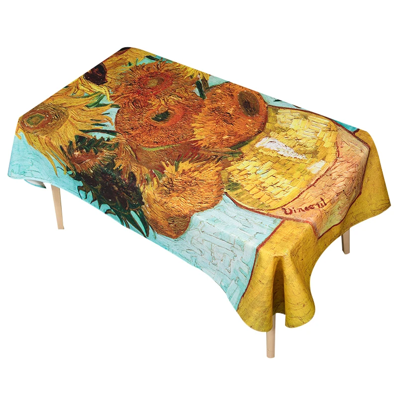 Sunflower Van Gogh Oil Painting Series Master Tablecloth Stain-resistant Coffee Table Cloth Dining Table Cloth American Style