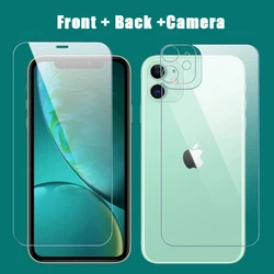 3 in1 Front Back 3D Camera Len 9H Tempered Glass For iPhone 11 12 Pro Max 13 Mini 14 16 Plus Rear Screen Protector Film