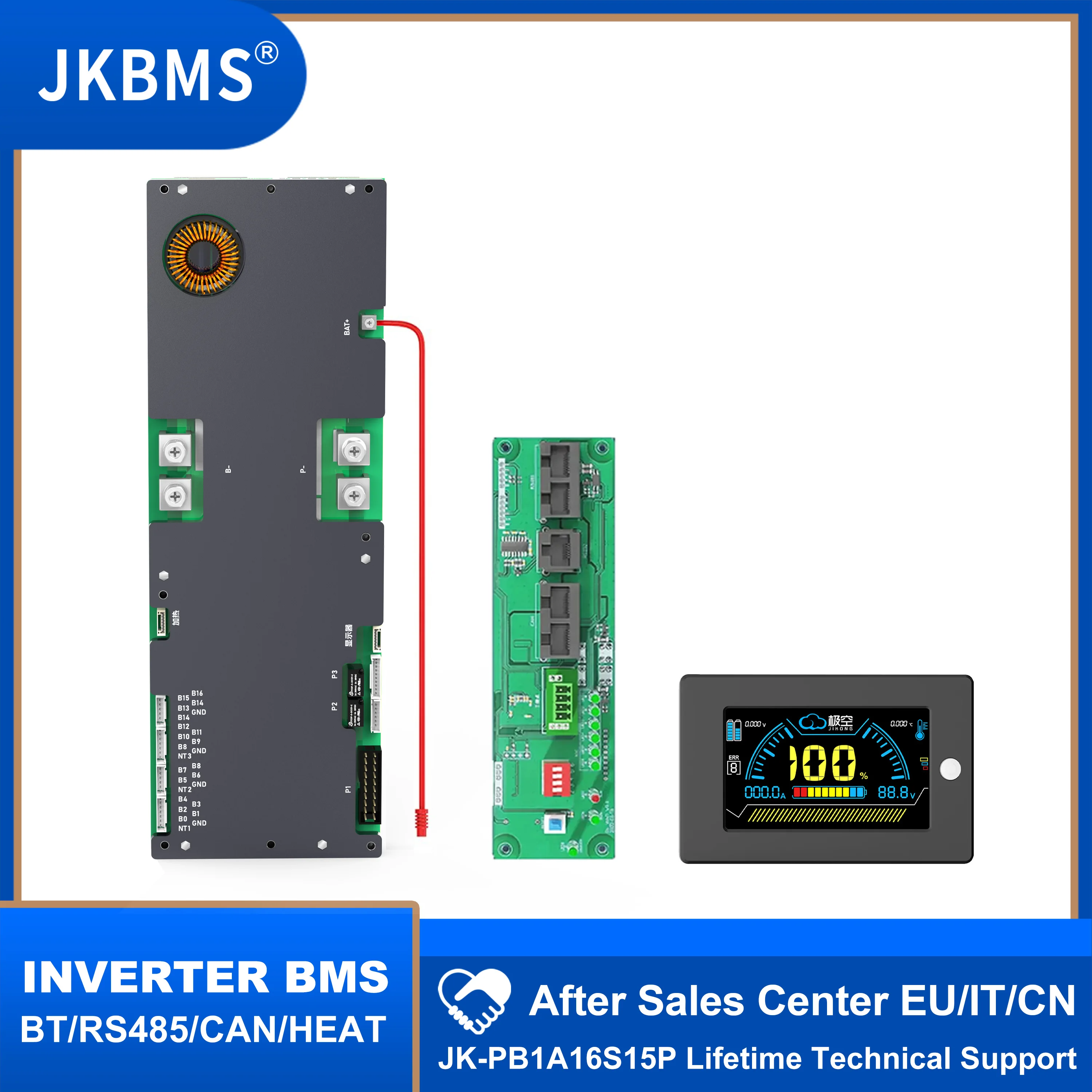 JKBMS PB1A16S15P Inverter Smart BMS 8S - 16S 24V 48V 150A Family Energy Storage Lifepo4/Li-ion/LTO For Growatt Deye Inverter