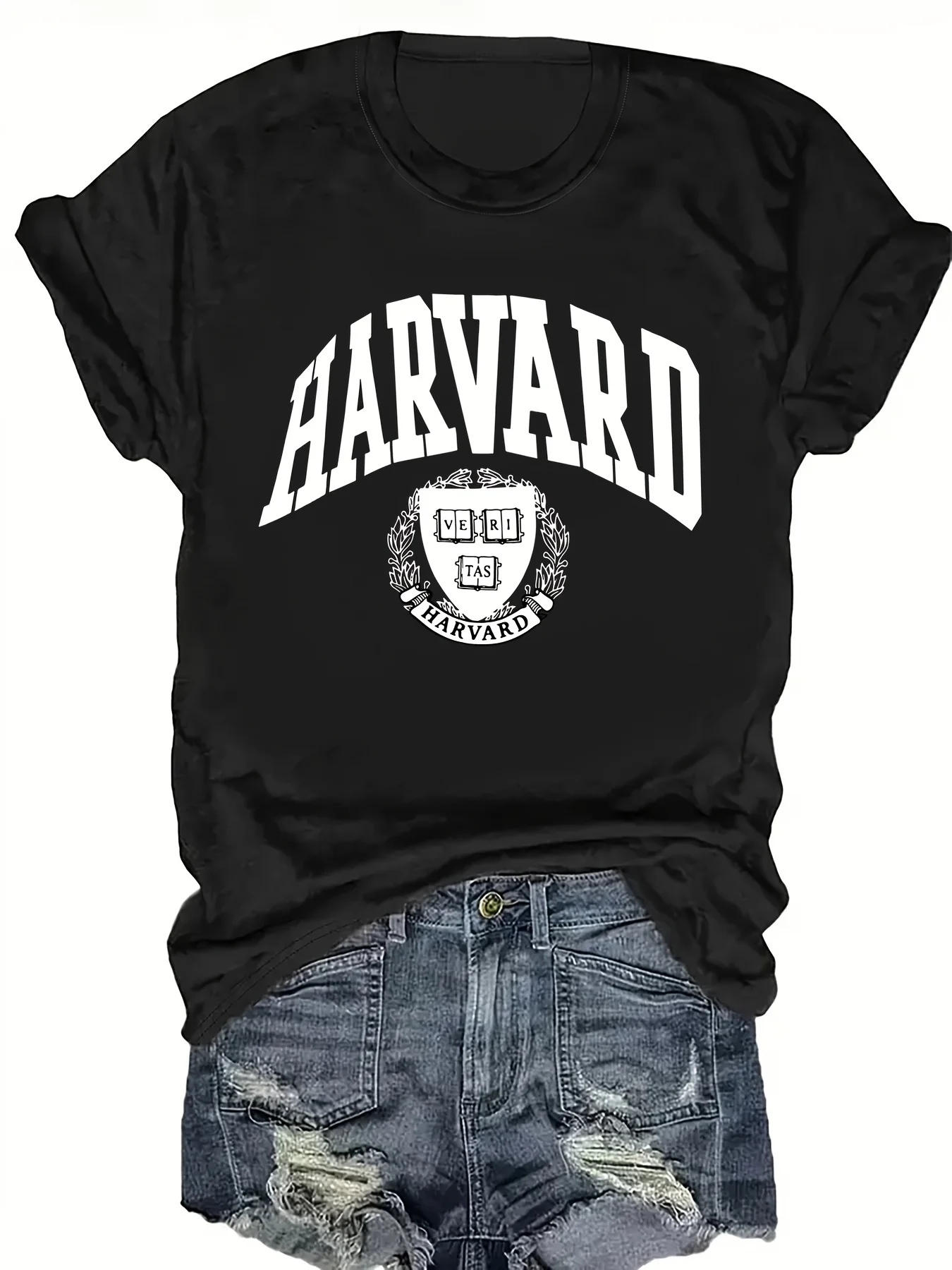 

Harvard University Fashionable women's crew neck with letter print