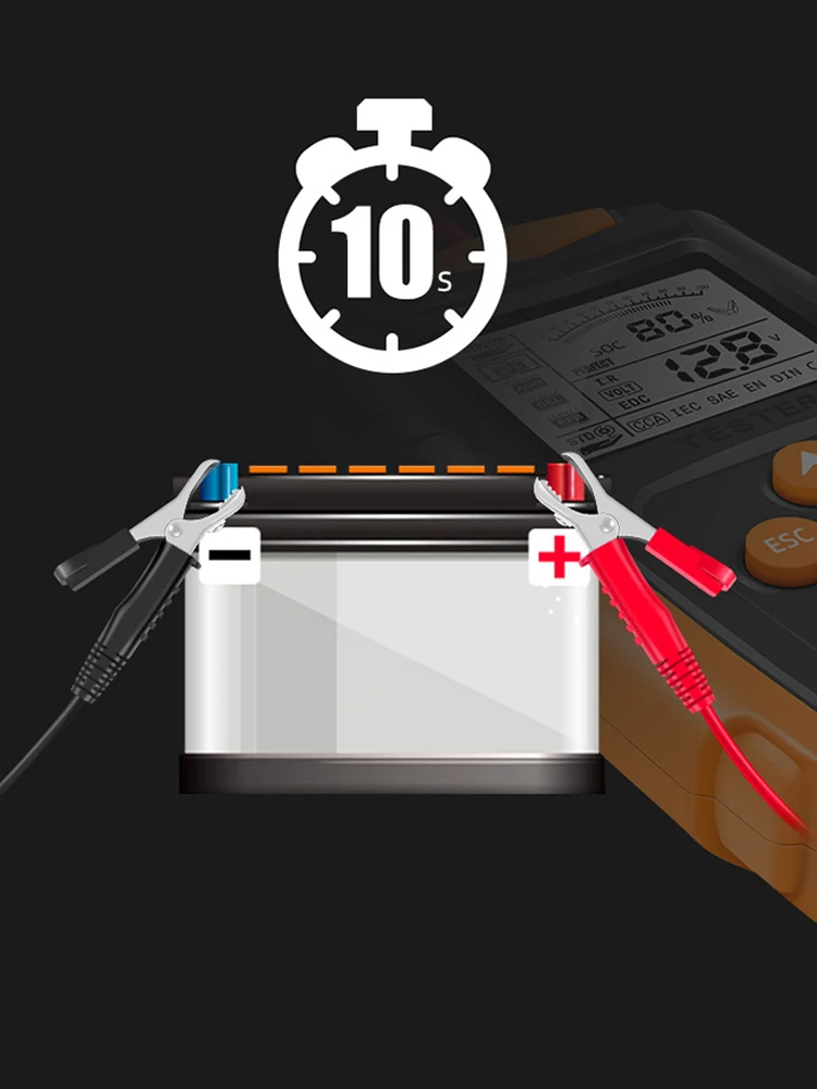 Testeur numérique de batterie de voiture, analyseur de batterie, support, gel, plomb-acide CCA-Outils de diagnostic automatique, outil de démarrage