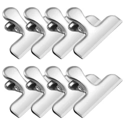 Bag clip, heavy duty stainless steel chip clip, very suitable for kitchen office sealed coffee bag, paper - 8 pcs black