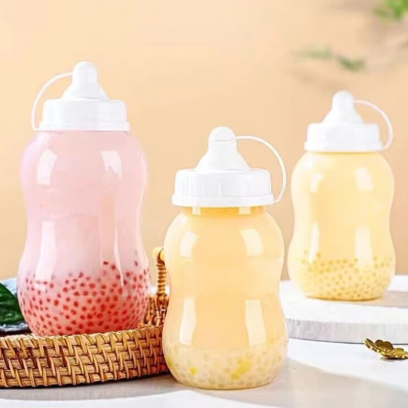 Cute Plastic Water Bottle Pacifier Straw Cup Suitable For Adult Children Milk Drinking Bottle Milk Tea Bottle