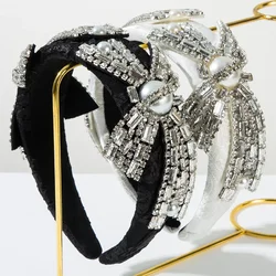 2024 New Baroque Rhinestone Hair Band Retro Wide Edge Sponge Wash Face Headband Female Wedding Accessories Headdress Gift