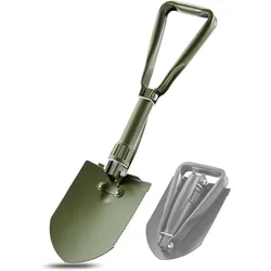 Pala de Camping plegable multifuncional con bolsa de almacenamiento, herramienta de entrada de estilo militar de acero al carbono para acampar y jardinería