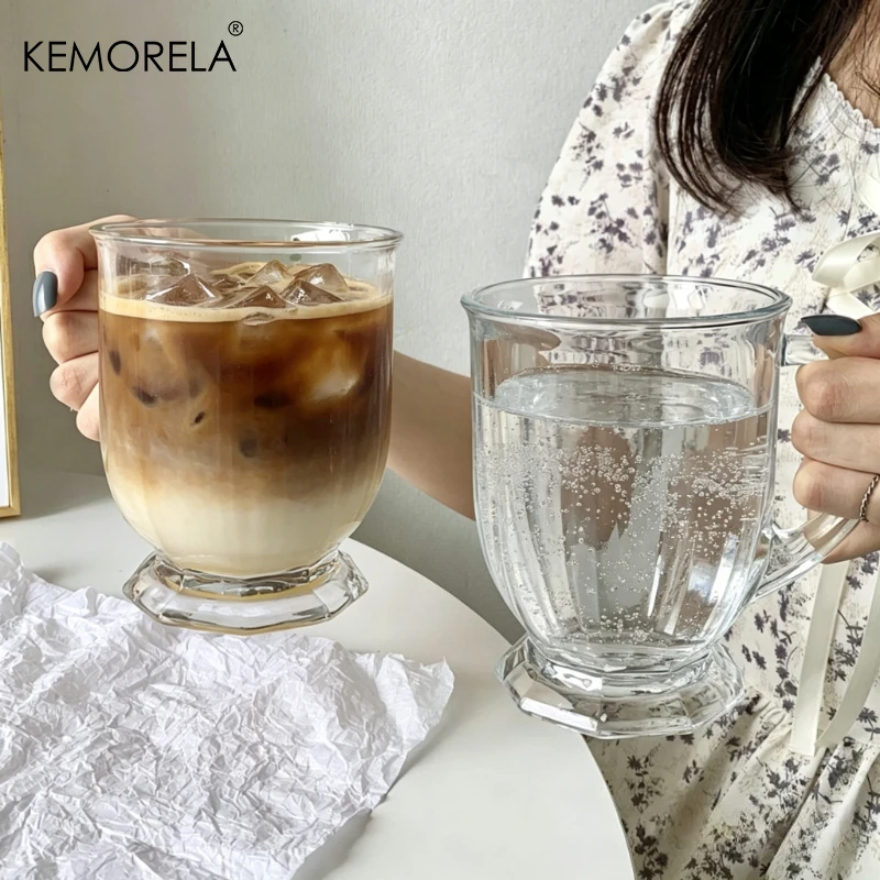 Retro Large Capacity Water Cup With Handle 480/700ML Juice Coffee Milk Mug Suitable for Restaurant Afternoon Whisky Decorate