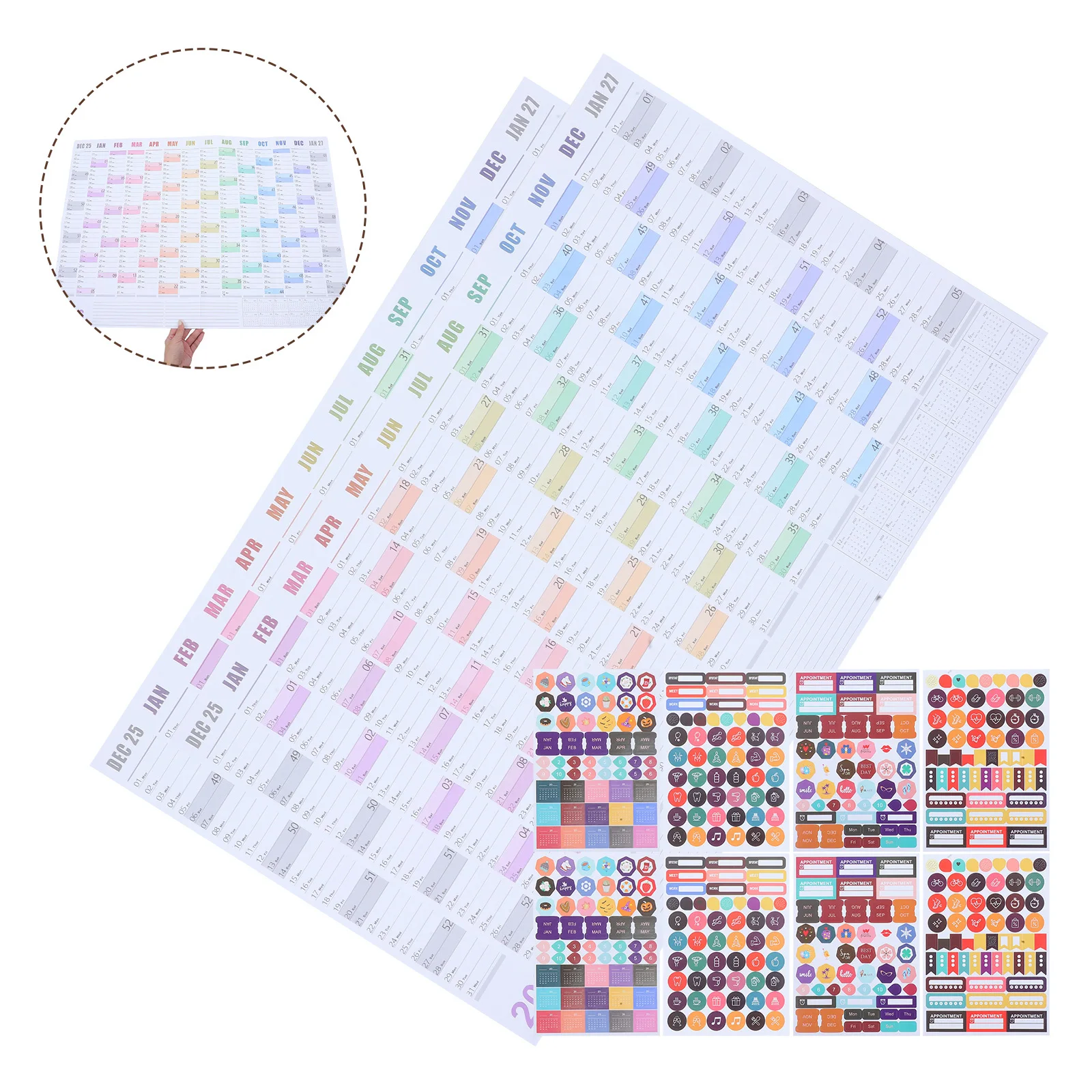 

2 Sets 2026 Jumbo Wall Calendar - Monthly English Planner Writable Monthly Organizer With Stickers - Hanging Schedule Display Fo