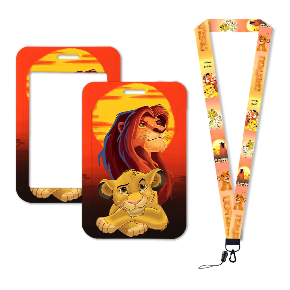 Disney-portatarjetas The Lion King para niñas, estuche para tarjetas de Doctor, insignia de negocios, Marco ABS, estuche para empleado, cordón para estudiantes, tarjetero para nombre