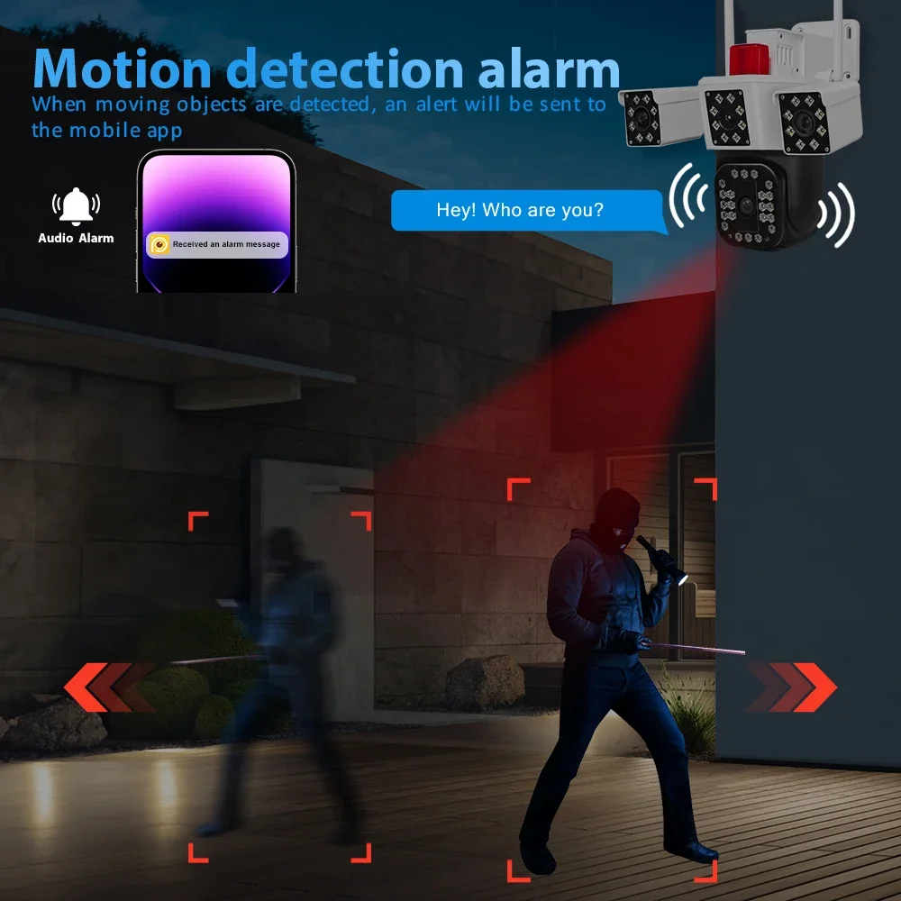 Imagem -03 - Câmera de Cftv Panorâmica com Rastreamento ai Vigilância por Vídeo Wifi Lente Tripla Ptz ip Externa e Interna 6k 12mp