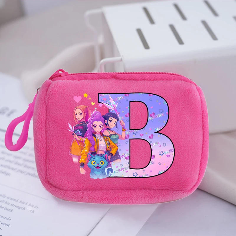 Portmonetka KPop Demon Hunters Kawaii dla Chłopców Dziewcząt z Nadrukiem Liter z Kreskówek Mini Saszetka Uczniowska na Karty Klucze i Pieniądze Prezent