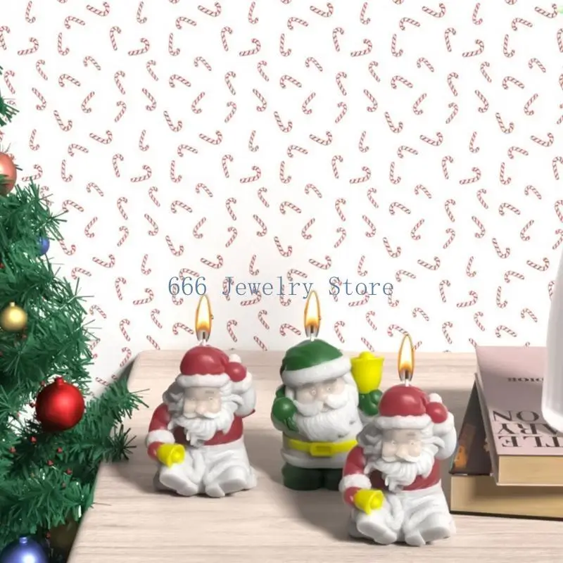 F2TD Exquisite Aromatherapys Mold Christmas Santas Silicone Mold Gypsum Ornaments Mold Maing Fondant Mold