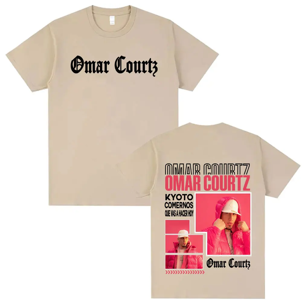 تي شيرت رجالي جديد مع غلاف ألبوم عمر كورز بويوما مطبوع هاراجوكو برقبة دائرية نمط Y2K قطن قصير الأكمام للجنسين #2