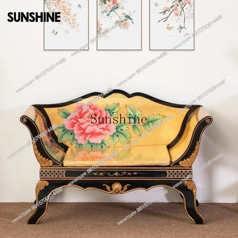 

Классический массив дерева, окрашенный наложницей, новый китайский стиль, золотая фольга, резное кресло, европейский элитный диван для отдыха, кроватьX