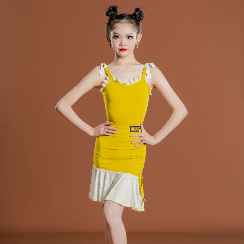 Customized Girls Latin Dance Dress for Children's Performance Costumes Ballroom Dance Competition Dresses