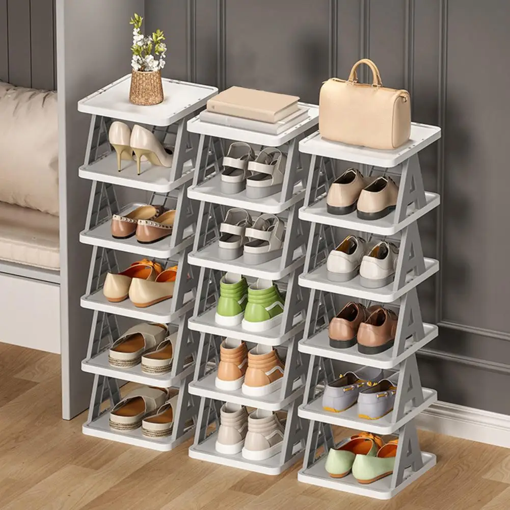 1 Set Shoe Rack Useful Stable Base Shoes Organizer Multi-layer Simple Slippers Shoe Storage Shelf for Household