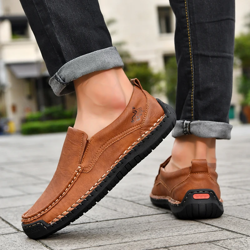 New Men's Flat Casual Shoes Handmade Leather Men Loafers Outdoor Men Shoes Breathable Men Moccasins Men's Sneakers Driving Shoes