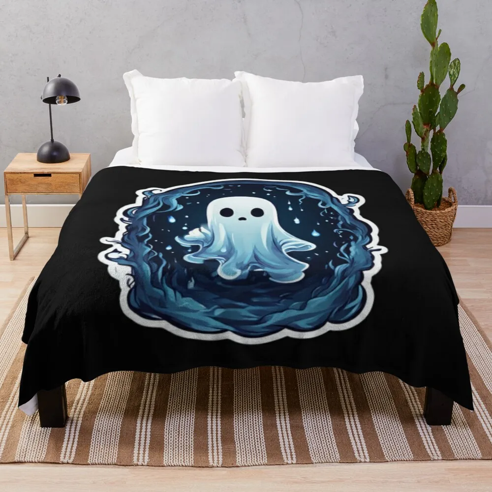 

Spooky Ghost Artwork Throw Blanket Luxury Hair Picnic Multi-Purpose Blankets