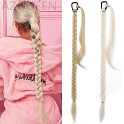 Synthetic Long Ponytail Hair Extensions Braided Ponytail With Rubber Band Hair Ring For Women Blonde Hairpiece Braided Braids