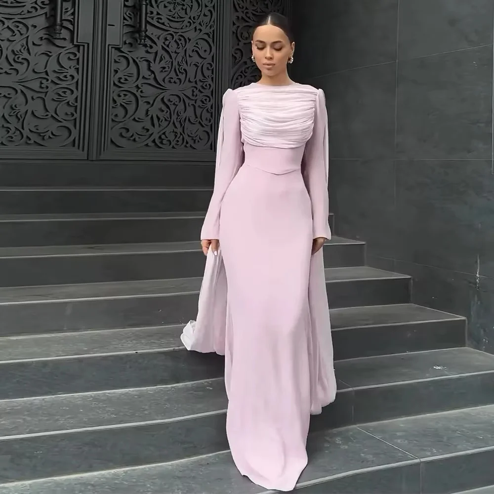 تخصيص رائعة Ruched المرأة فستان حفلة موسيقية مثير كم كامل الساحرة حورية البحر الطابق طول فستان الحفلات المرأة ثوب مسائي