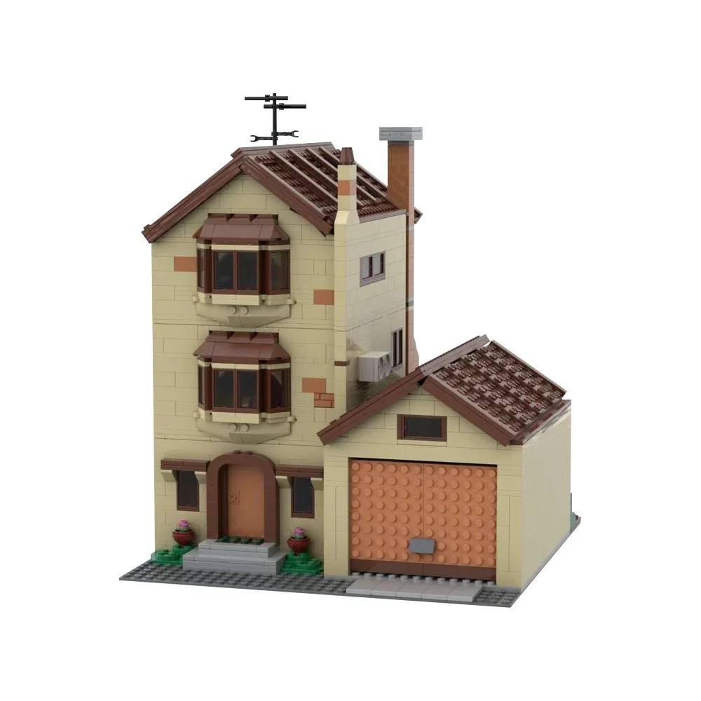 

MOC Modular Springfield House Bricks Model Famous Anime Architecture House 742 Evergreen Terrace Building Blocks