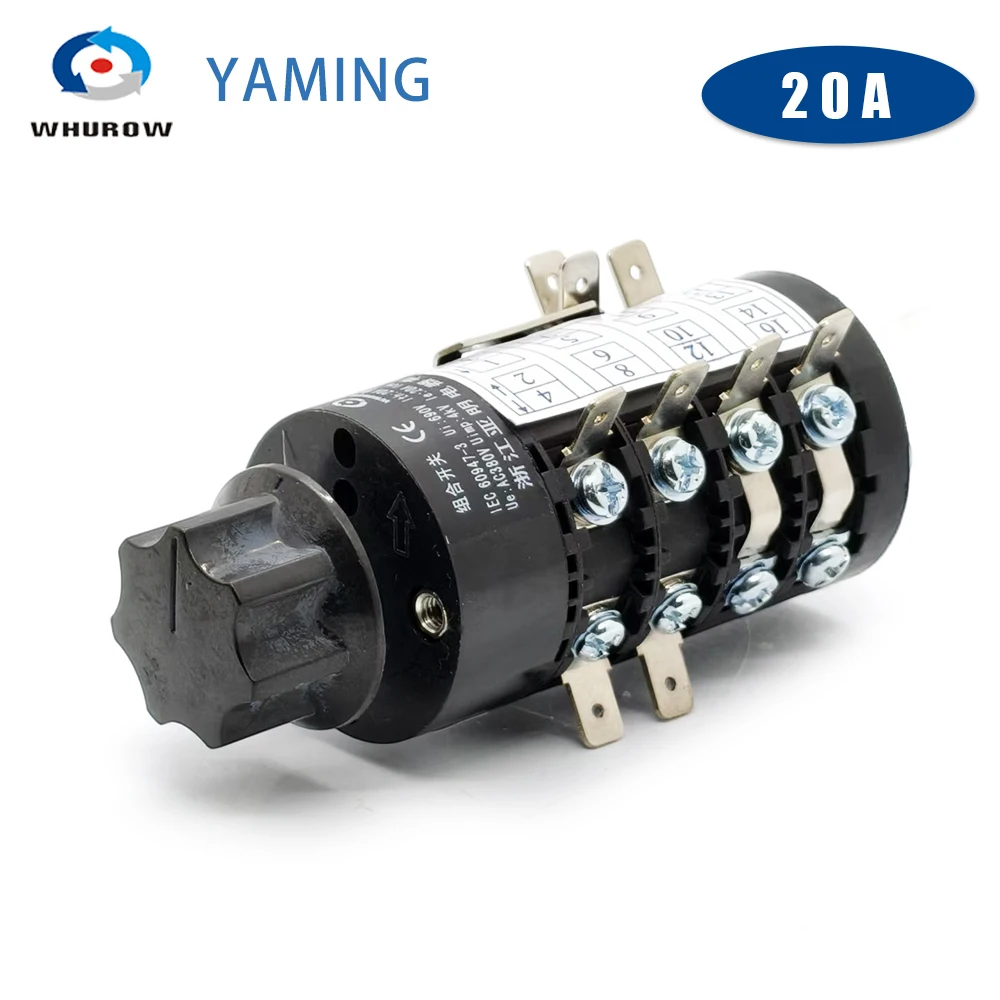 HZ5B-20/4-3-1 Universal Rotary Cam Changeover Switch 6 Position 20A 4-Pole for Industrial Circuit Conversion Control Panel
