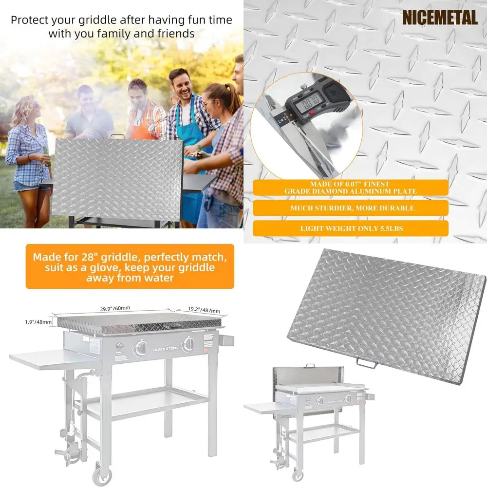 

28 Blackstone Griddle Hard Cover, Diamond Plate Aluminum, Flat Top Grill Accessory