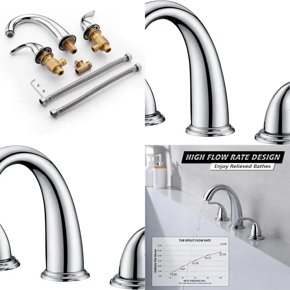 

2-Handle High Flow Roman Tub Faucet with Chrome Finish and Integral Valve